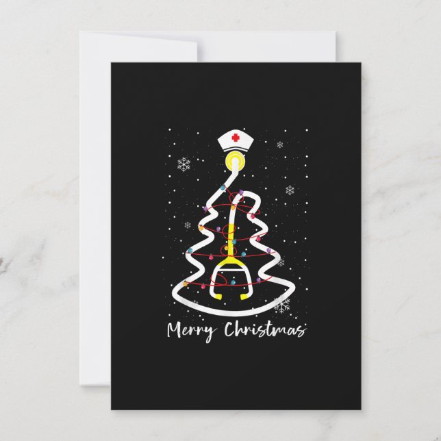 Merry Christmas Tree Stethoscope Lights Nurse Nurs Einladung (Vorderseite)