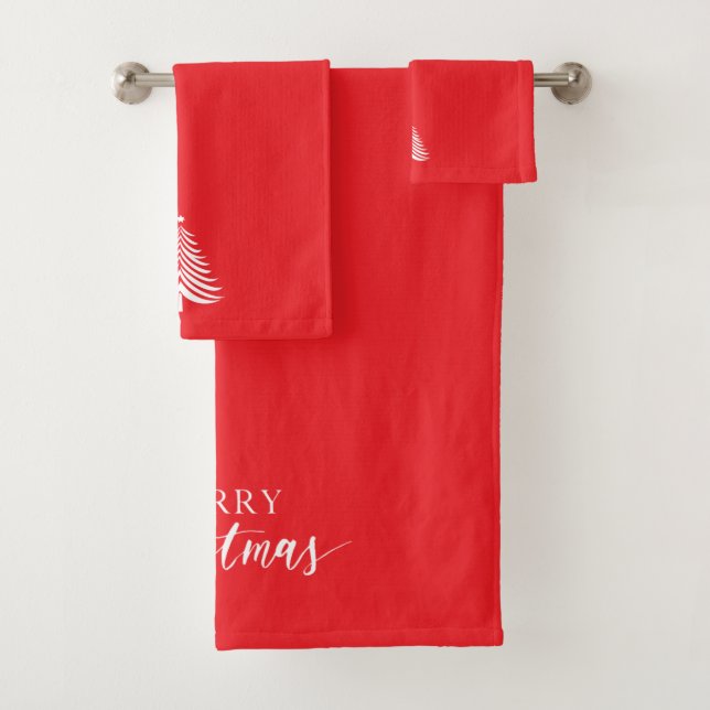 Merry Christmas Tree Towel Set Minimalist (En situation)