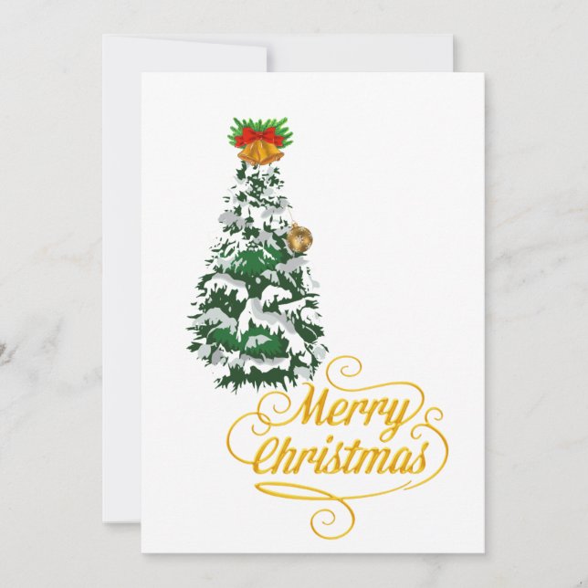 Merry Christmas Tree Watercolor Custom  Einladung (Vorderseite)