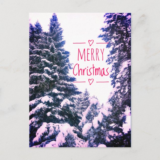 MERRY CHRISTMAS TREES POSTCARD POSTKARTE (Vorderseite)