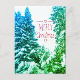 MERRY CHRISTMAS TREES VERDE POSTCARD POSTKARTE
