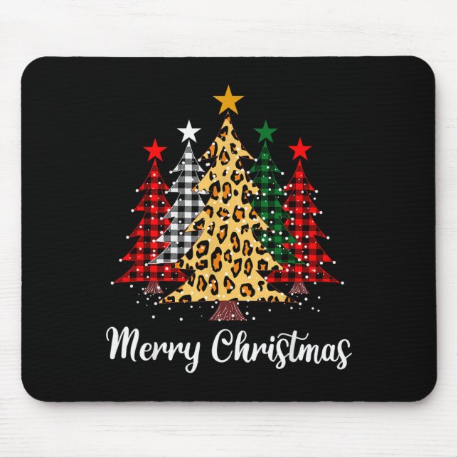 Merry Christmas Trees With Buffalo Plaid &amp; Leo Mousepad (Vorne)