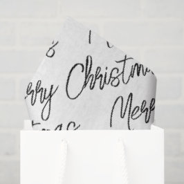 MERRY CHRISTMAS Typografie Schwarz-weiß Moderner S Seidenpapier