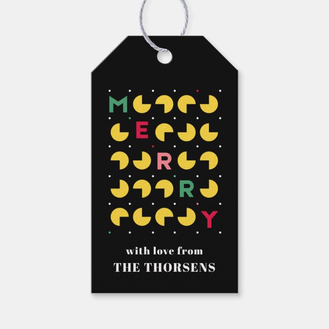 MERRY CHRISTMAS TYPOGRAPHIE GESCHENKANHÄNGER (Vorderseite)