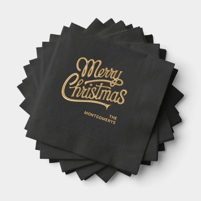 Merry Christmas Typography Party Servietten Mit Folie (Insitu (Gestapelt))