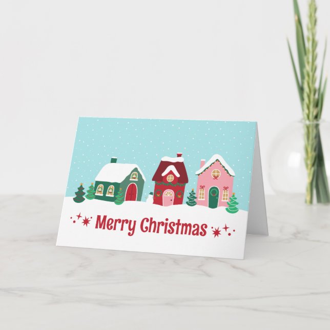 Merry Christmas Village Greeting Card Karte (Vorderseite)