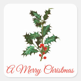 MERRY CHRISTMAS VINTAG HOLLY UMSCHLAG AUFKLEBER