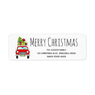 Merry Christmas Vintage Car Label
