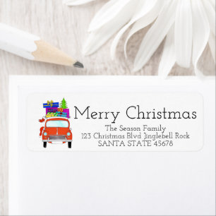 Merry Christmas Vintage Car Label