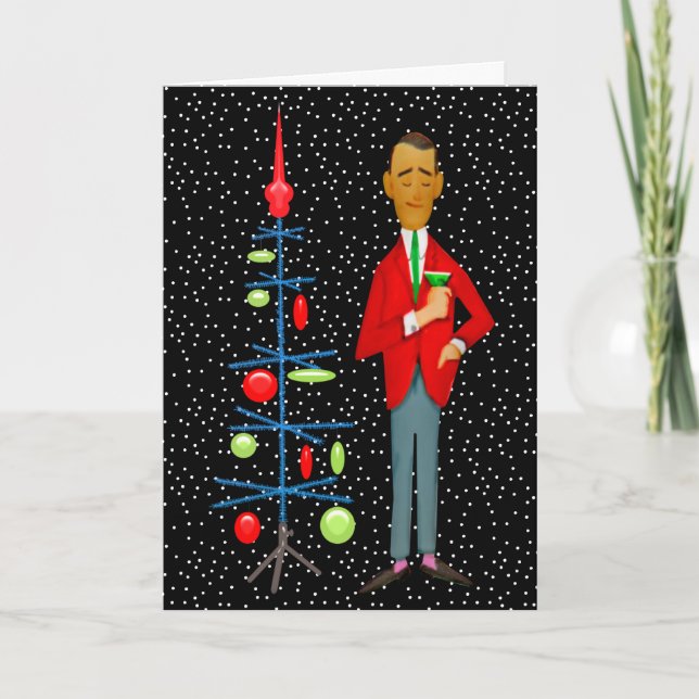 MERRY CHRISTMAS | Vintager MCM Weihnachtsbaum Feiertagskarte (Vorderseite)