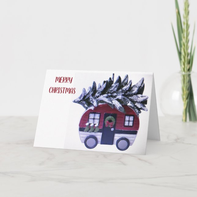 ***MERRY CHRISTMAS VON UNSEREM CAMPER** FEIERTAGSKARTE (Vorderseite)