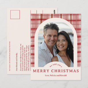 MERRY CHRISTMAS Watercolor Kariert CUSTOM Arch FOT Postkarte