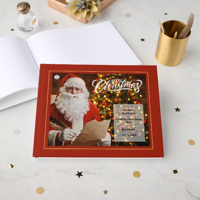 Merry Christmas Weihnachtsgeschenk Firmenlogo Cust Gästebuch (Vorderseite Offen)