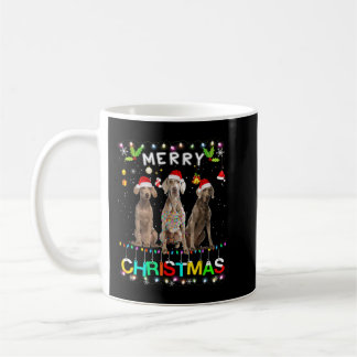Merry Christmas Weimaraner Shirt Santa Hat Lights Kaffeetasse