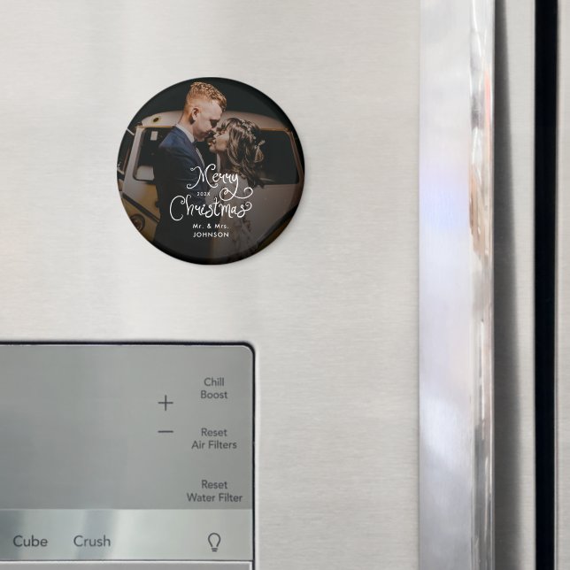 Merry Christmas Whimsical Script  Custom Photo  Magnet (In Situ (Kühlschrank))