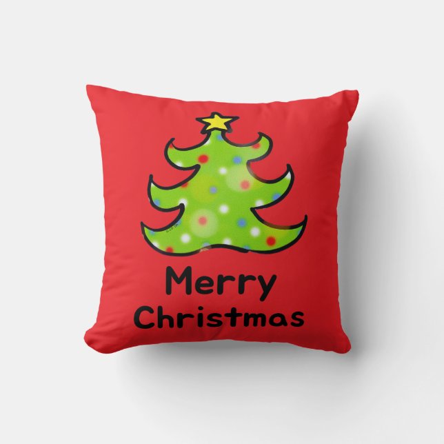 Merry Christmas Whimsical Tree Design Kissen (Vorderseite)