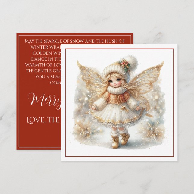 Merry Christmas – Winter Fairy with Golden Wings & (Vorne/Hinten)