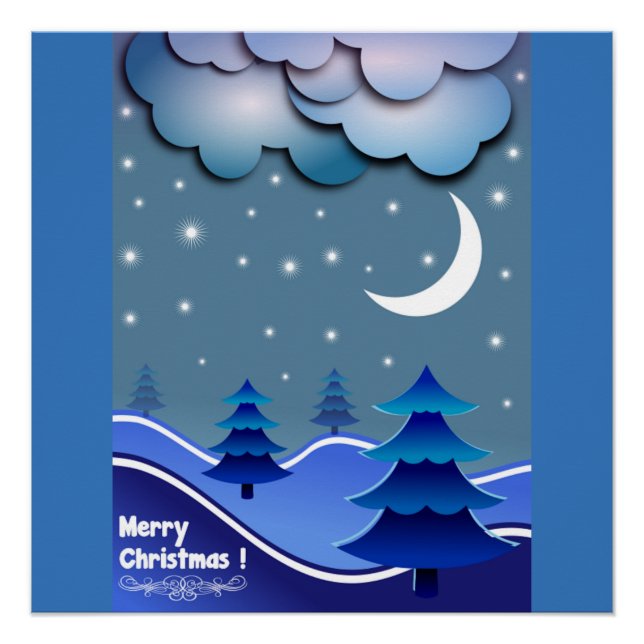 "MERRY CHRISTMAS" WINTER SCENE POSTER (Vorderseite)