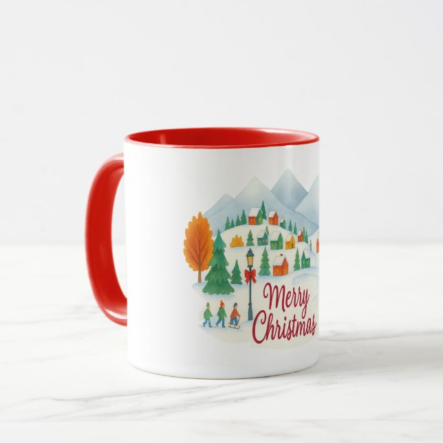 Merry Christmas – Winter Village Holiday Comb mug Tasse (Vorderseite Links)