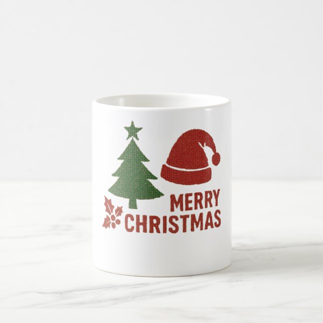 Merry Christmas with a cute knitted feel Kaffeetasse (Mittel)