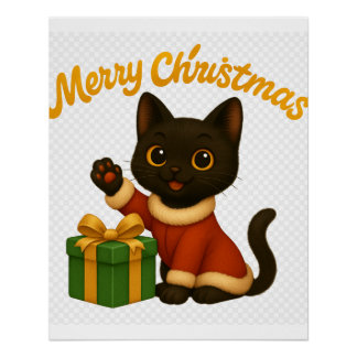 Merry Christmas with Emi the Black Cat Poster