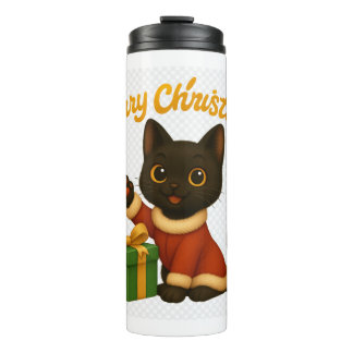 Merry Christmas with Emi the Black Cat Thermosbecher