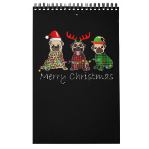 Merry Christmas with three pug dogs Kalender
