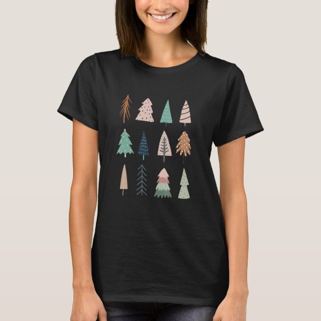 merry Christmas womens pink tree christmas leopard T-Shirt (Vorderseite)