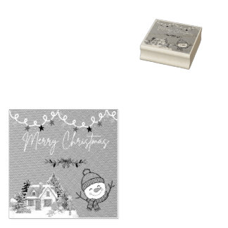 Merry Christmas Wood Art Stamp Gummistempel