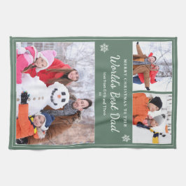 Merry Christmas World’s Best Dad Photos Sage Green Geschirrtuch