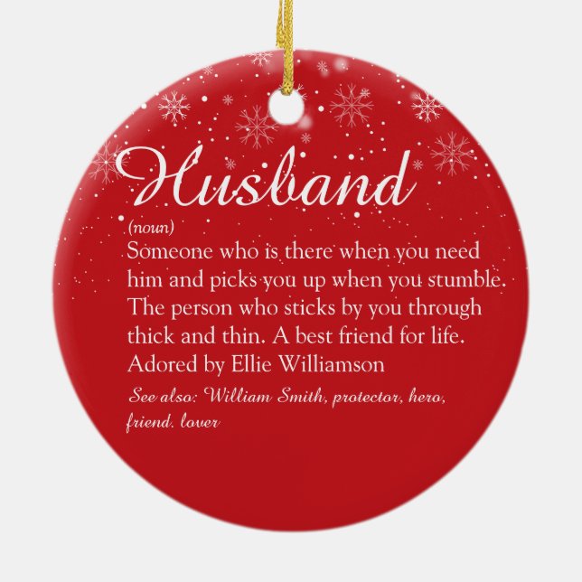 Merry Christmas World's Best Husband Definition Keramik Ornament (Hinten)