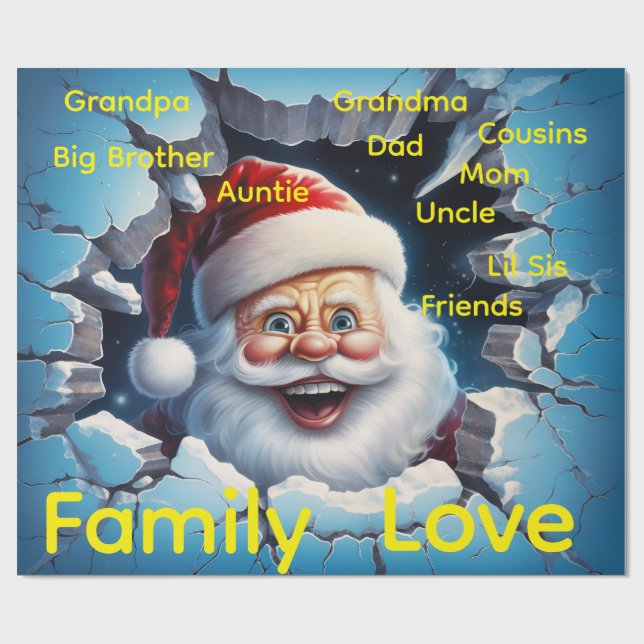 Merry Christmas Wrapping Family Love Friends Santa Geschenkpapier (Flach)