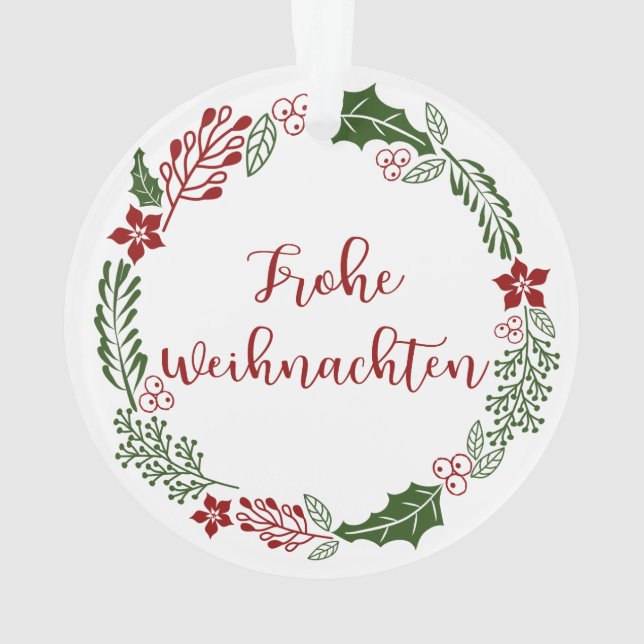 Merry Christmas Wreath allemand, Frohe Weihnachten (dos)