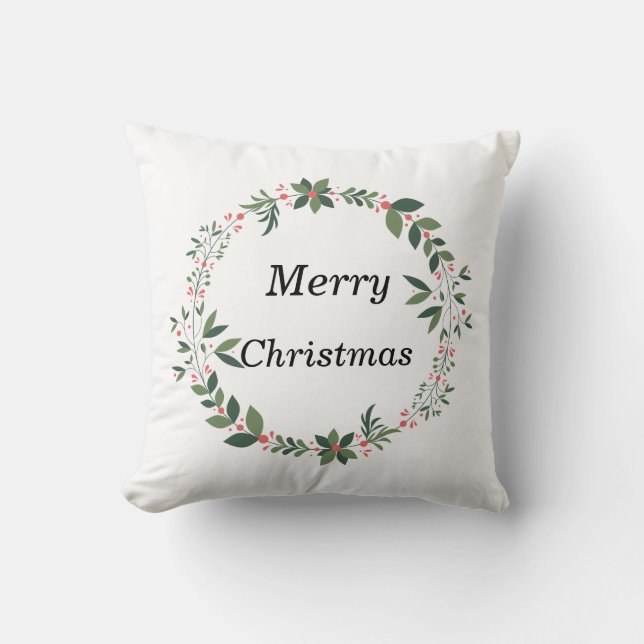 Merry Christmas Wreath Christmas Kissen (Vorderseite)