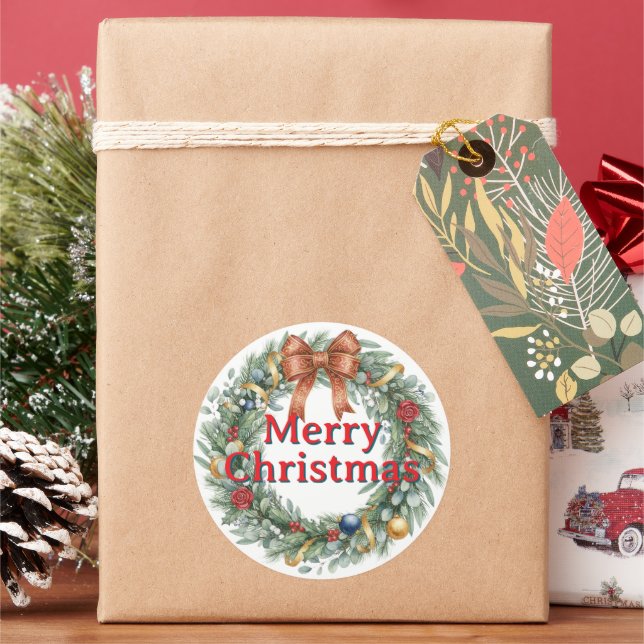 Merry Christmas wreath stickers and sealers (Feiertag)
