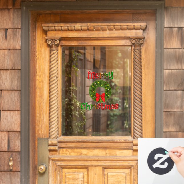 MERRY CHRISTMAS Wreath Window Cloning Fensteraufkleber (Haustür)