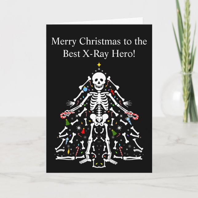Merry Christmas X-ray Tech Christmas Tree Skeleton Karte (Vorderseite)