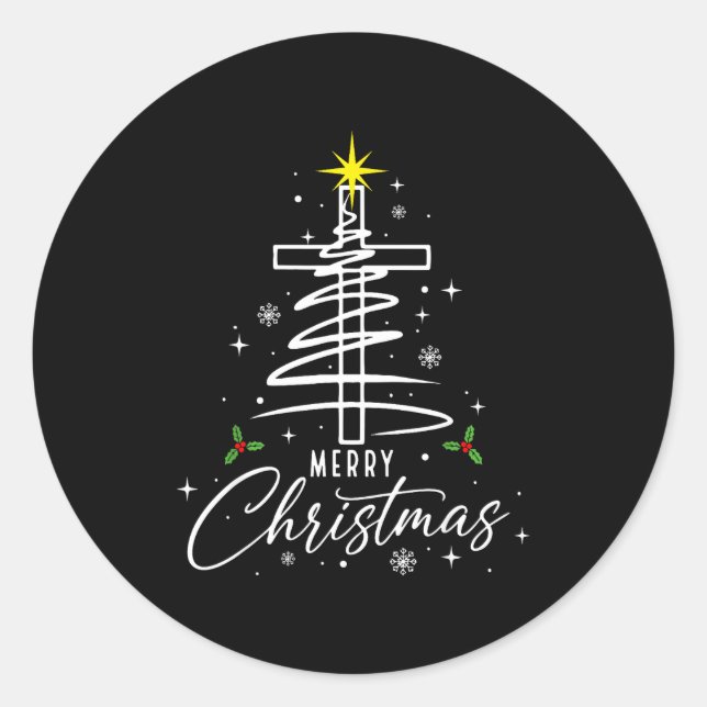 Merry Christmas Xmas Christian Jesus Holiday Famil Runder Aufkleber (Vorderseite)