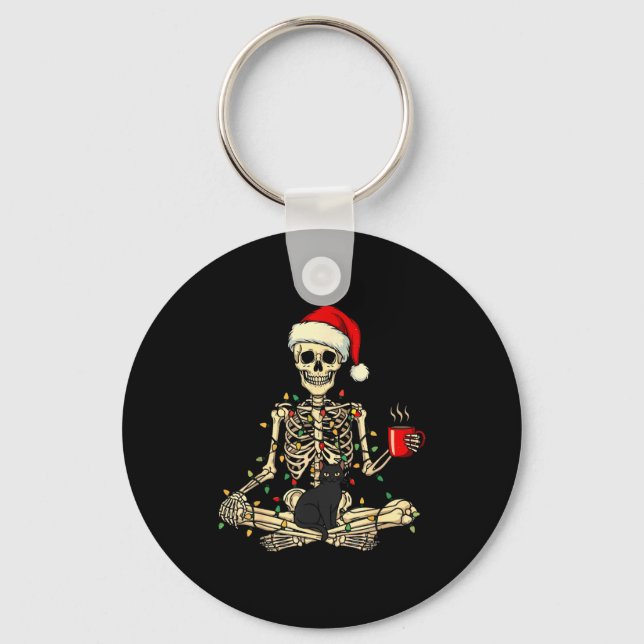 Merry Christmas Xmas Skull Skeleton Funny Matching Schlüsselanhänger (Vorderseite)