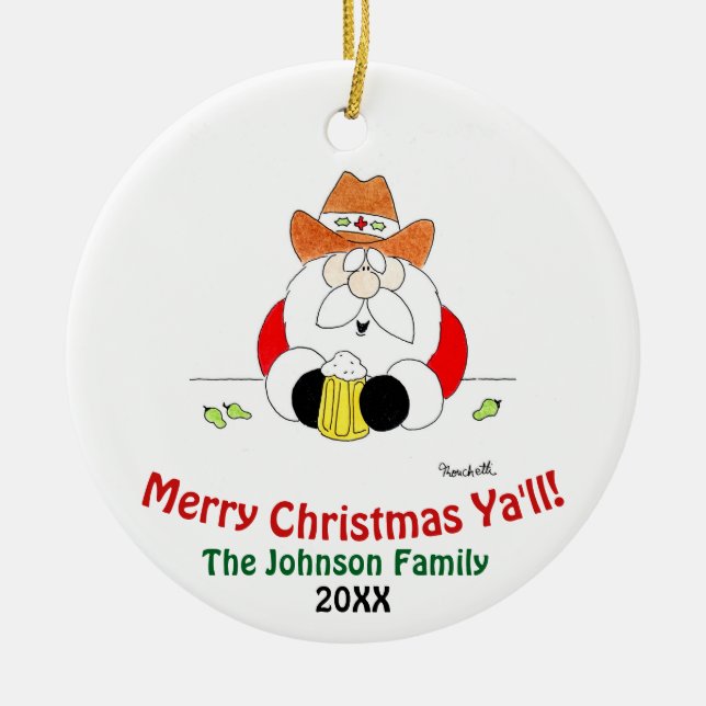 Merry Christmas Ya'll Santa Christmas Ornament (Vorne)