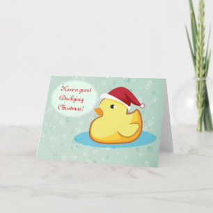 Merry Christmas yellow rubber ducky greeting card Feiertagskarte