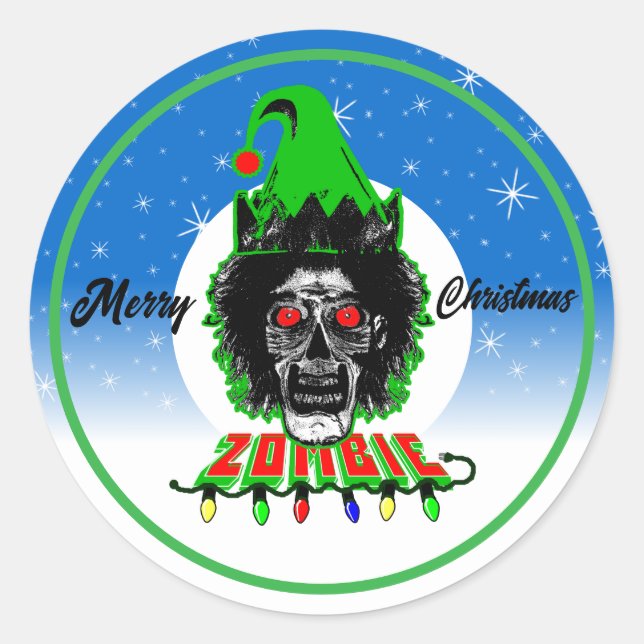 Merry Christmas Zombie Runder Aufkleber (Vorderseite)