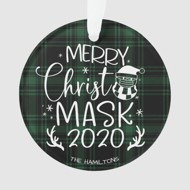 Merry ChristMask 2020 Cute Funny Covid Green (devant)