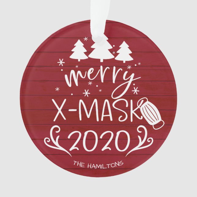 Merry ChristMask Funny 2020 Covid Pandemic Red Ornament (Vorderseite)