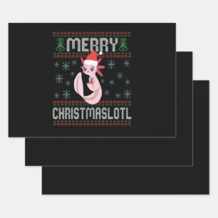 Merry Christmaslotl Niedlich Axolotl Ugly Sweater Geschenkpapier Set