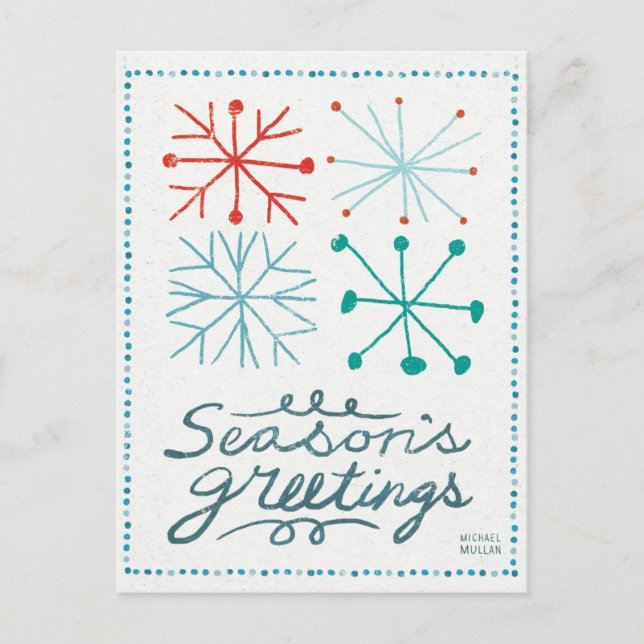 Merry Christmastime Snowflakes Feiertagspostkarte (Vorderseite)