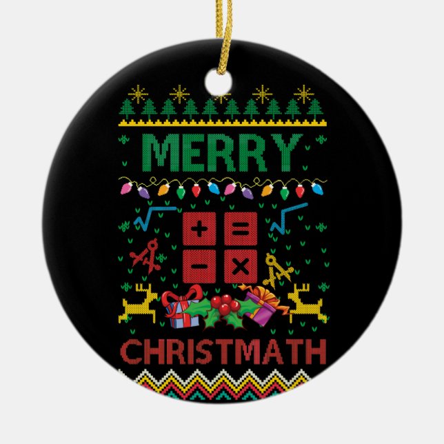 Merry Christmath Christmas Sweater Math Teacher Keramik Ornament (Vorne)