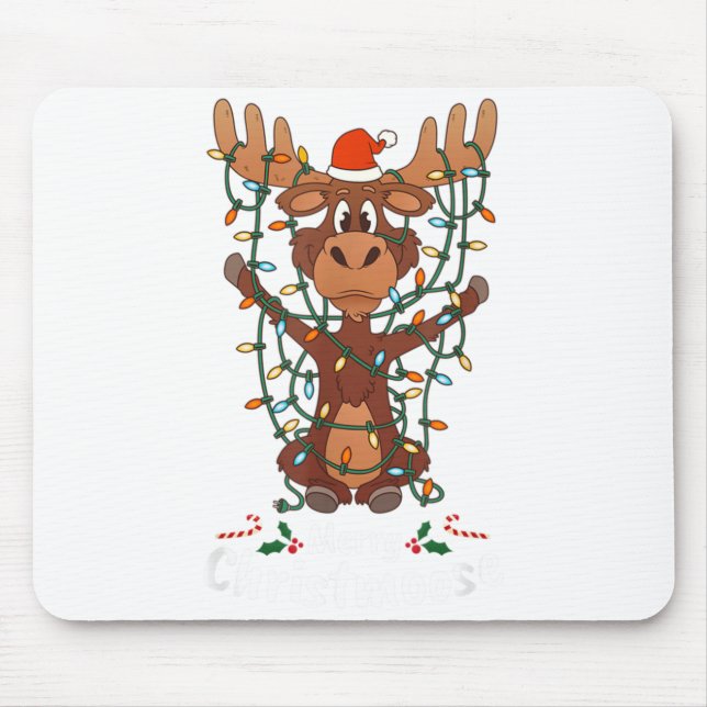 Merry Christmoose Christmas Mooses Xmas Tree Light Mousepad (Vorne)