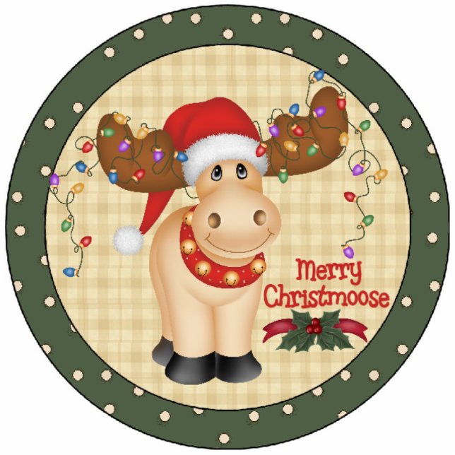 Merry Christmoose Christmas Tree Ornament Fotoskulptur Ornament (Vorne)