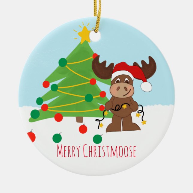 Merry Christmoose Circle Ornament (Vorne)